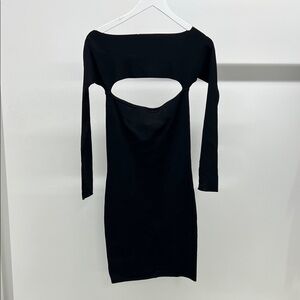 Chic Black Long Sleeve Cut-Out Dress